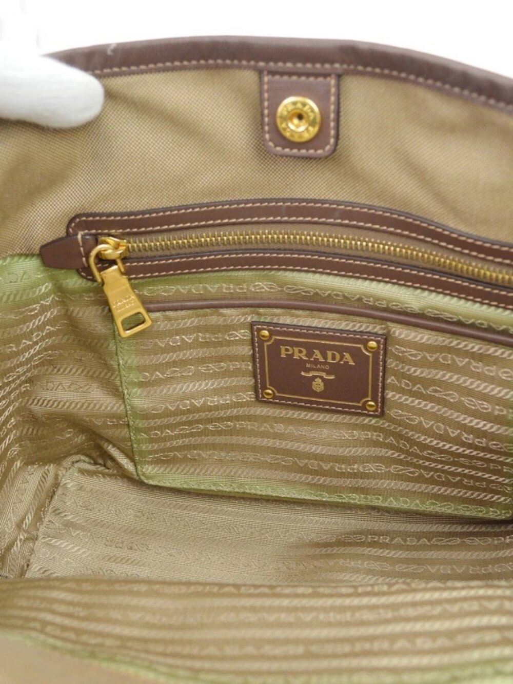 Prada Brown Logo Jacquard Tote Bag - Picture 8 of 11